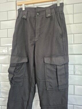 Banana Republic Women's 100% Wool Black Cargo Pants Featuring A High-Rise